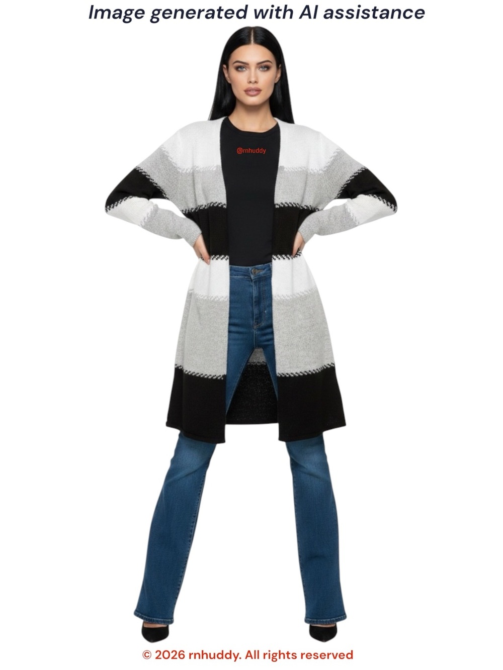 NWT Fortune + Ivy XS grey/white/black open cardigan